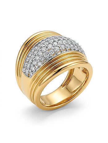 Bague Luxenter en zircone brillante, finition or jaune 18 carats - Lilfu