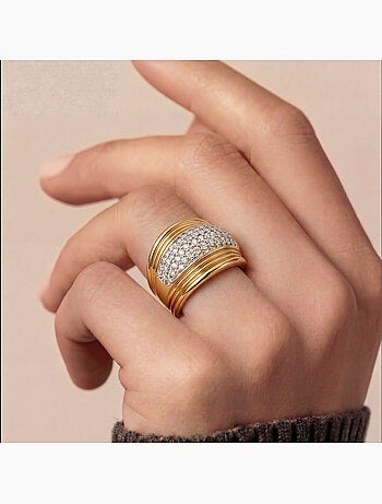 Bague Luxenter en zircone brillante, finition or jaune 18 carats - Lilfu