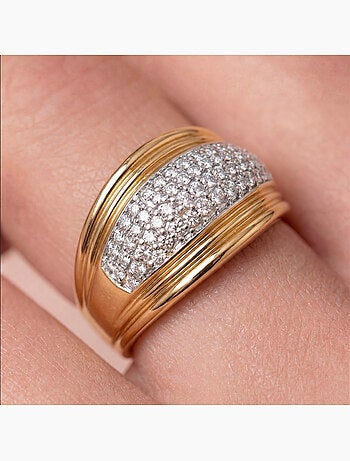 Bague Luxenter en zircone brillante, finition or jaune 18 carats - Lilfu