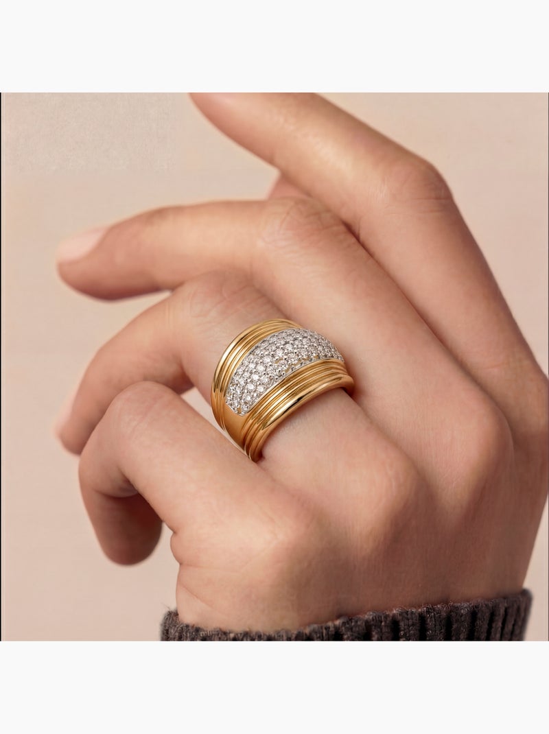 Bague Luxenter en zircone brillante, finition or jaune 18 carats - Lilfu Argent - Kiabi
