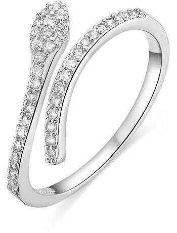 Bague Luxenter en zircone brillante rhodiée - Nudoa Taille réglable