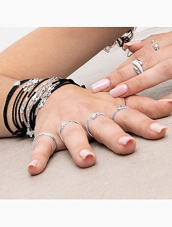 Bague Luxenter en zircone brillante rhodiée - Nudoa Taille réglable