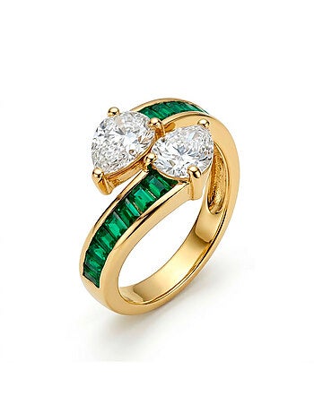 Bague Luxenter en zircone émeraude, finition en or jaune 18 carats - Darbia