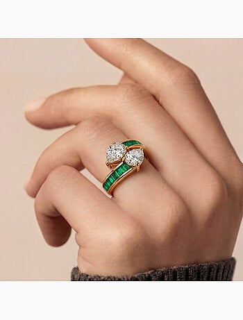 Bague Luxenter en zircone émeraude, finition en or jaune 18 carats - Darbia