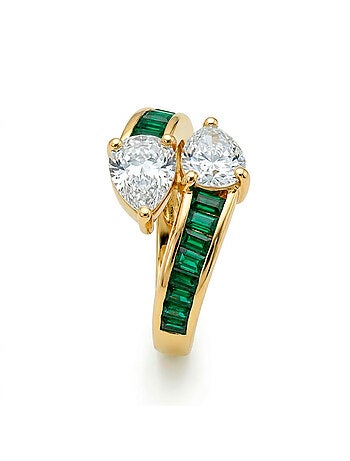 Bague Luxenter en zircone émeraude, finition en or jaune 18 carats - Darbia