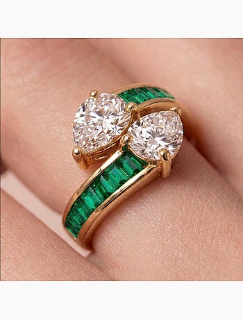 Bague Luxenter en zircone émeraude, finition en or jaune 18 carats - Darbia