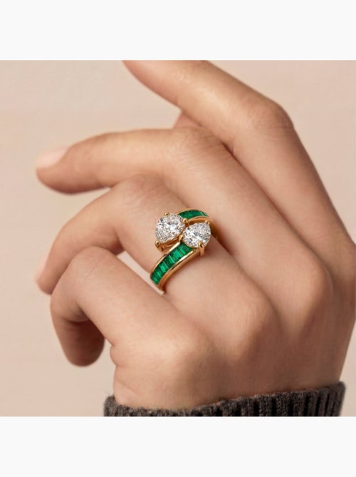 Bague Luxenter en zircone émeraude, finition en or jaune 18 carats - Darbia - Kiabi