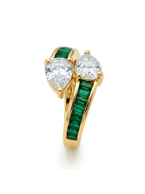 Bague Luxenter en zircone émeraude, finition en or jaune 18 carats - Darbia - Kiabi