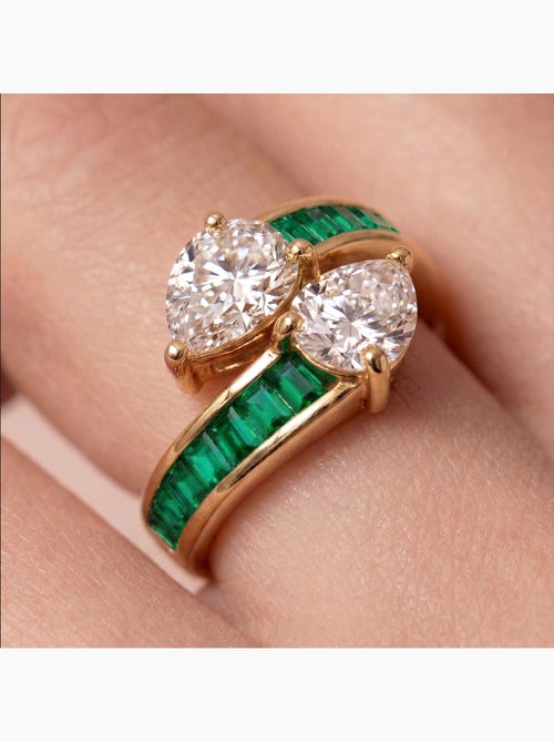 Bague Luxenter en zircone émeraude, finition en or jaune 18 carats - Darbia - Kiabi