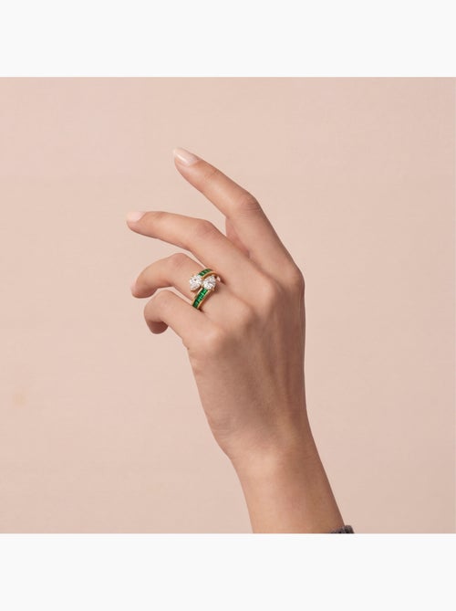 Bague Luxenter en zircone émeraude, finition en or jaune 18 carats - Darbia - Kiabi