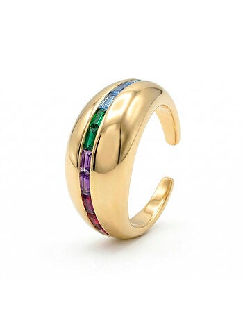 Bague Luxenter en zircone multicolore avec finition en or jaune 18 carats - Desia