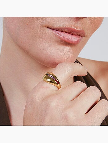 Bague Luxenter en zircone multicolore avec finition en or jaune 18 carats - Desia