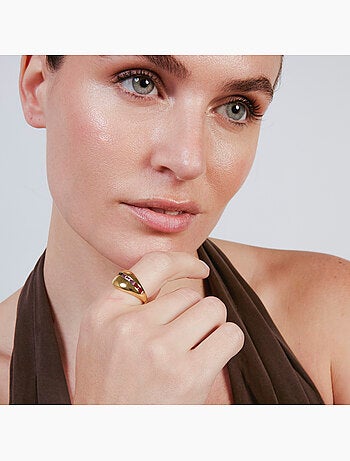 Bague Luxenter en zircone multicolore avec finition en or jaune 18 carats - Desia