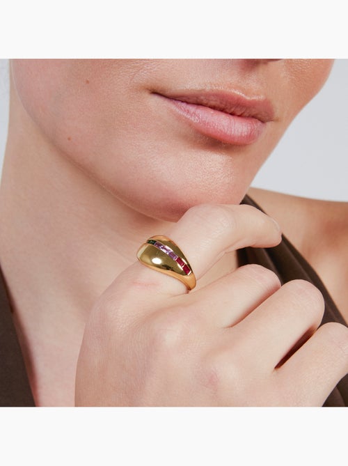 Bague Luxenter en zircone multicolore avec finition en or jaune 18 carats - Desia - Kiabi Bague Luxenter en zircone multicolore avec finition en or jaune 18 carats - Desia - Kiabi