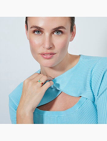 Bague Luxenter en zircone multicolore avec finition en or jaune 18 carats - Draghi