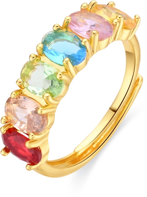 Bague Luxenter en zircone multicolore avec finition en or jaune 18 carats - Draghi - Kiabi