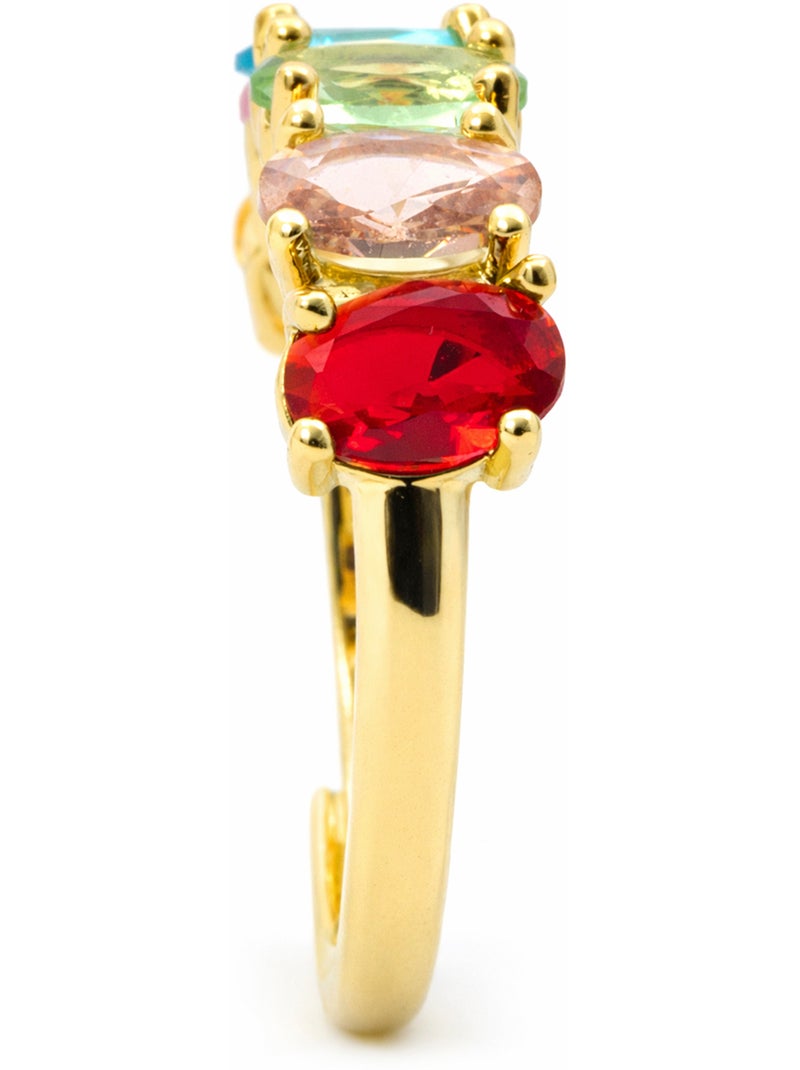 Bague Luxenter en zircone multicolore avec finition en or jaune 18 carats - Draghi Argent - Kiabi