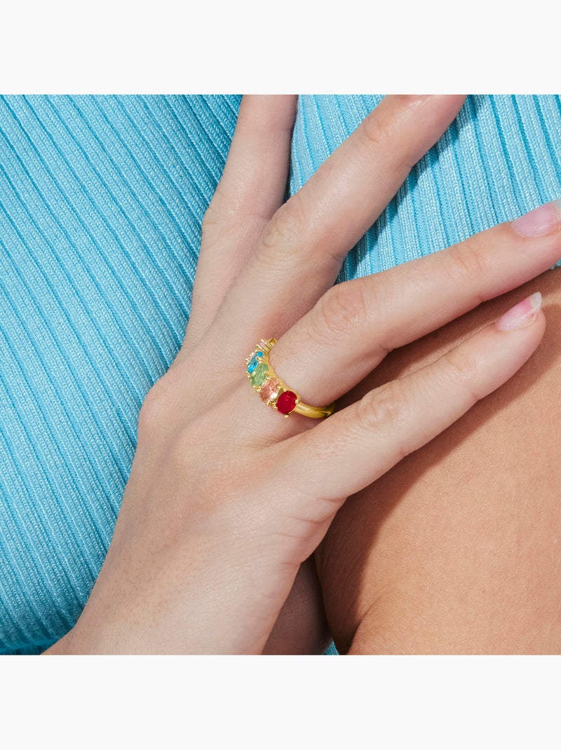 Bague Luxenter en zircone multicolore avec finition en or jaune 18 carats - Draghi Argent - Kiabi