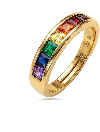 Bague Luxenter en zircone multicolore avec finition en or jaune 18 carats - Kasee