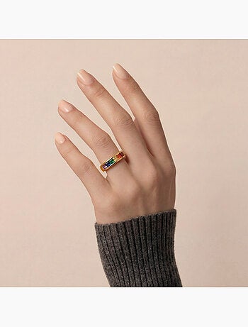 Bague Luxenter en zircone multicolore avec finition en or jaune 18 carats - Kasee