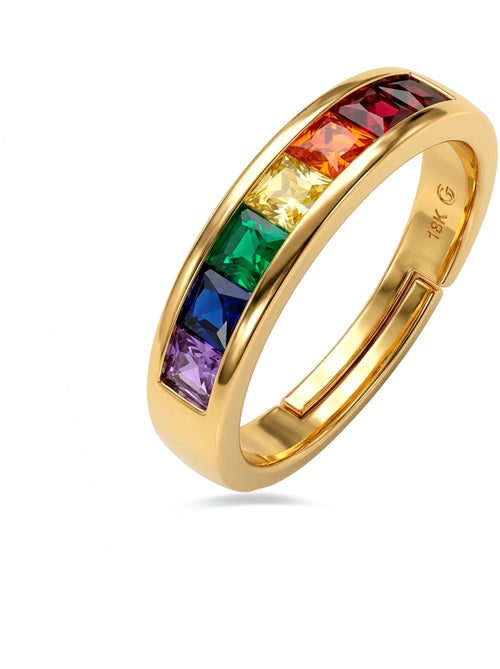 Bague Luxenter en zircone multicolore avec finition en or jaune 18 carats - Kasee - Kiabi Bague Luxenter en zircone multicolore avec finition en or jaune 18 carats - Kasee - Kiabi
