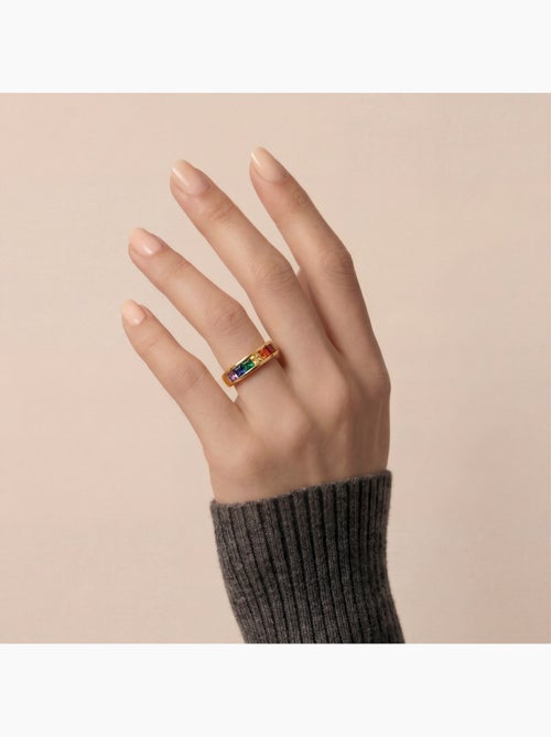 Bague Luxenter en zircone multicolore avec finition en or jaune 18 carats - Kasee - Kiabi Bague Luxenter en zircone multicolore avec finition en or jaune 18 carats - Kasee - Kiabi