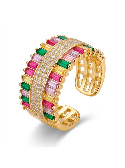 Bague Luxenter en zircone multicolore avec finition en or jaune 18 carats - Maku - Kiabi Bague Luxenter en zircone multicolore avec finition en or jaune 18 carats - Maku - Kiabi