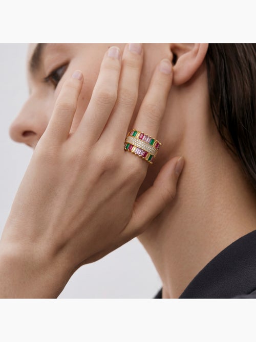 Bague Luxenter en zircone multicolore avec finition en or jaune 18 carats - Maku - Kiabi Bague Luxenter en zircone multicolore avec finition en or jaune 18 carats - Maku - Kiabi