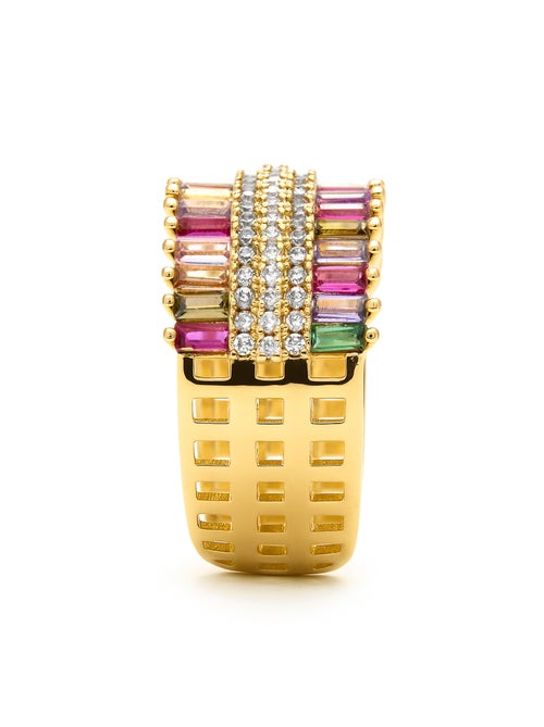 Bague Luxenter en zircone multicolore avec finition en or jaune 18 carats - Maku - Kiabi Bague Luxenter en zircone multicolore avec finition en or jaune 18 carats - Maku - Kiabi