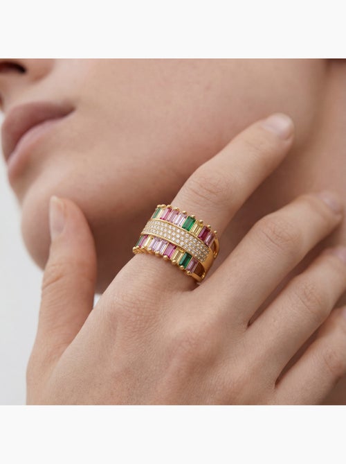 Bague Luxenter en zircone multicolore avec finition en or jaune 18 carats - Maku - Kiabi Bague Luxenter en zircone multicolore avec finition en or jaune 18 carats - Maku - Kiabi