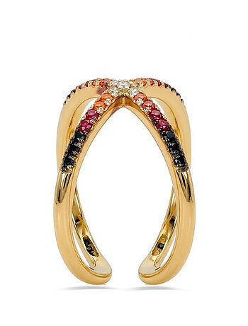 Bague Luxenter en zircone multicolore avec finition en or jaune 18 carats - Zadra