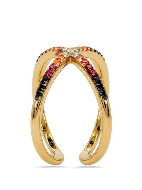 Bague Luxenter en zircone multicolore avec finition en or jaune 18 carats - Zadra - Kiabi