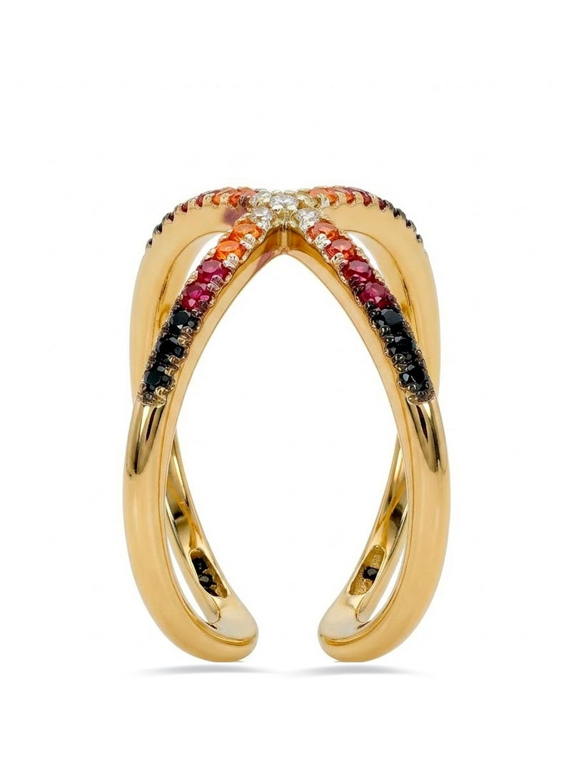 Bague Luxenter en zircone multicolore avec finition en or jaune 18 carats - Zadra Multicolore - Kiabi