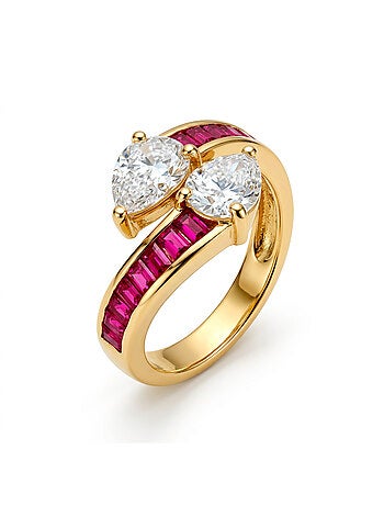 Bague Luxenter en zircone rubis avec finition en or jaune 18 carats - Darbia