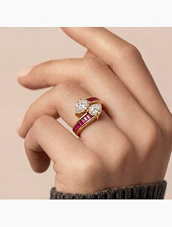 Bague Luxenter en zircone rubis avec finition en or jaune 18 carats - Darbia