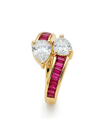 Bague Luxenter en zircone rubis avec finition en or jaune 18 carats - Darbia
