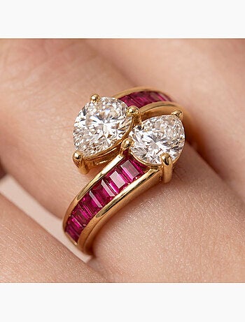 Bague Luxenter en zircone rubis avec finition en or jaune 18 carats - Darbia