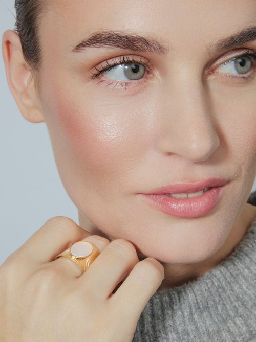 Bague Luxenter et plaqué or 18k et nacre blanche - Anleh Taille réglable - Kiabi