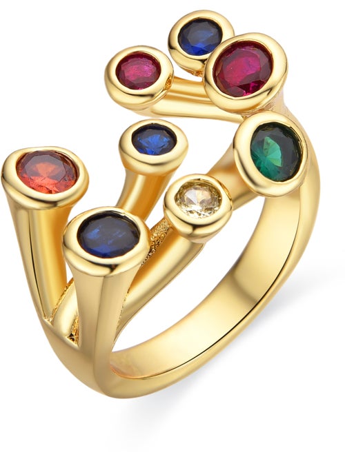 Bague Luxenter et plaqué or 18k laqué noir - Yter Taille réglable - Kiabi