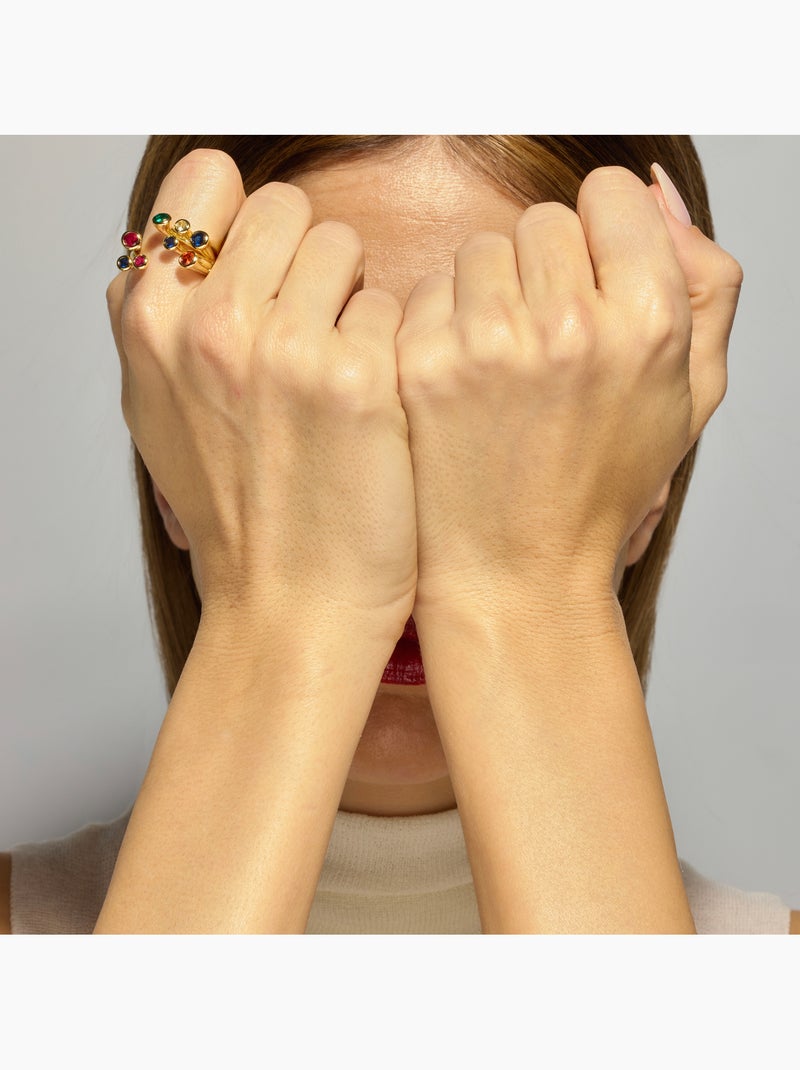 Bague Luxenter et plaqué or 18k laqué noir - Yter Taille réglable Noir - Kiabi