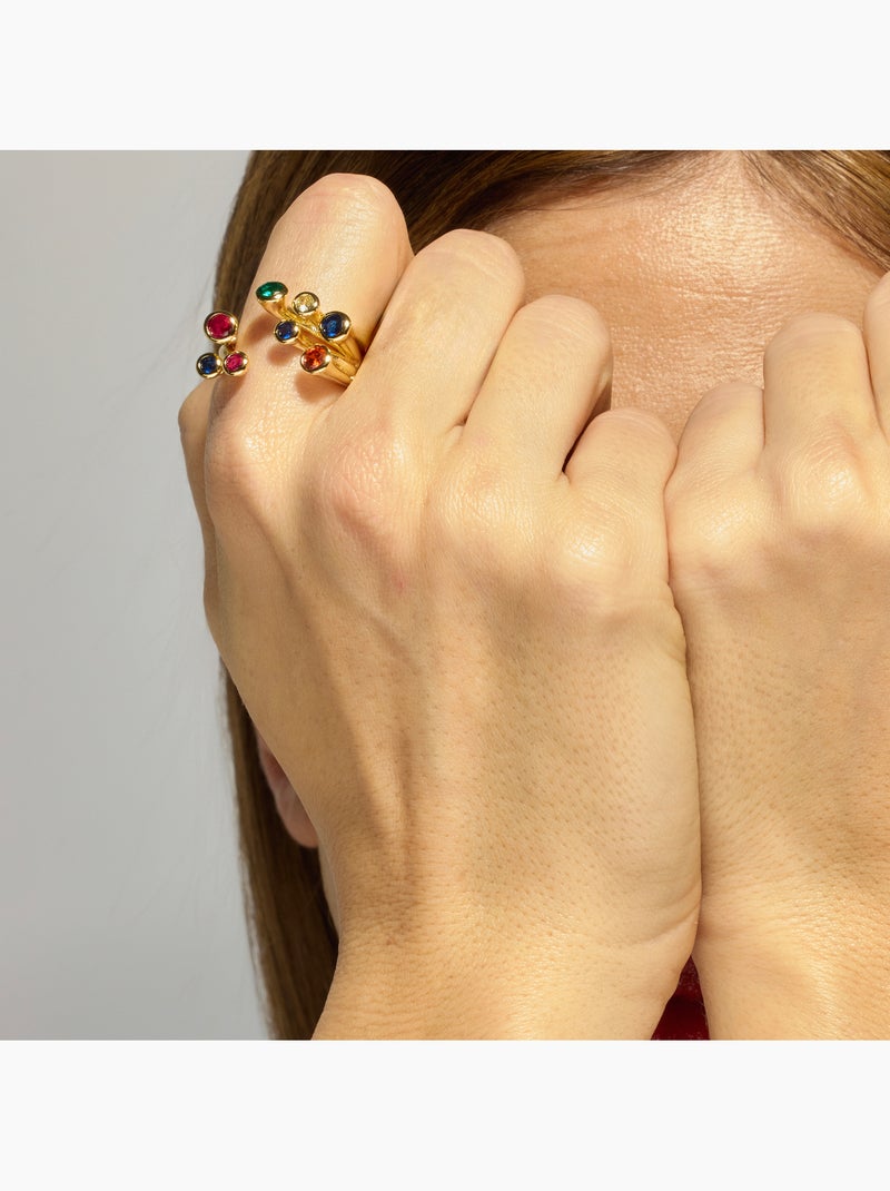 Bague Luxenter et plaqué or 18k laqué noir - Yter Taille réglable Noir - Kiabi