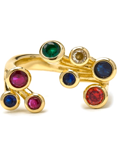Bague Luxenter et plaqué or 18k laqué noir - Yter Taille réglable - Kiabi