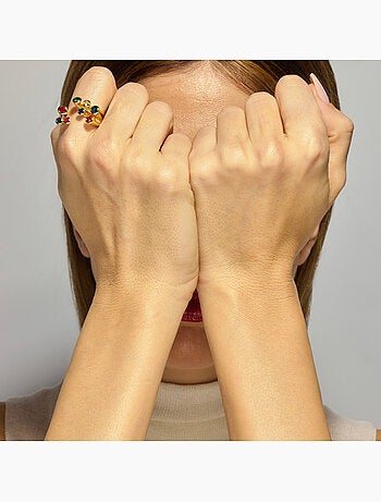Bague Luxenter et plaqué or 18k laqué noir - Yter Taille réglable