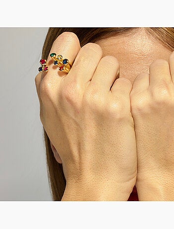 Bague Luxenter et plaqué or 18k laqué noir - Yter Taille réglable