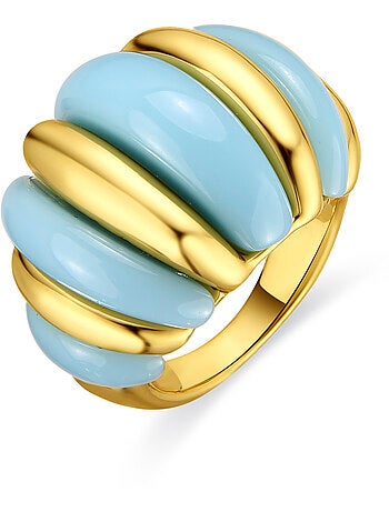 Bague Luxenter finition or jaune 18 carats et résine bleue - Rawil