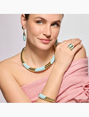 Bague Luxenter finition or jaune 18 carats et résine bleue - Rawil