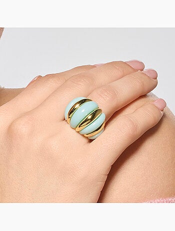 Bague Luxenter finition or jaune 18 carats et résine bleue - Rawil