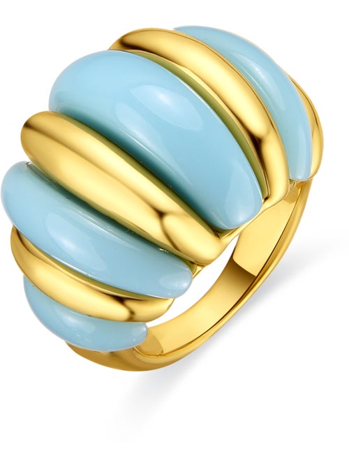 Bague Luxenter finition or jaune 18 carats et résine bleue - Rawil - Kiabi