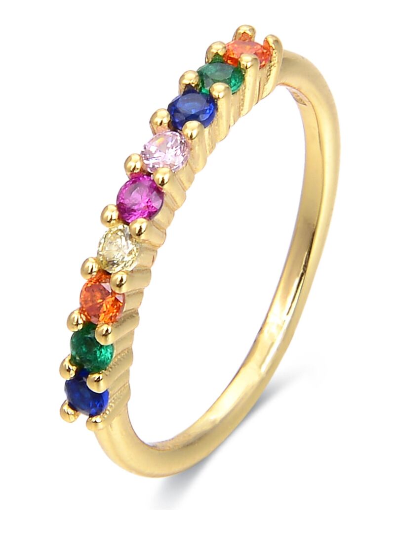 Bague Luxenter giloth en argent 925 et zircon multicolore plaqué or jaune 18 carats Multicolore - Kiabi