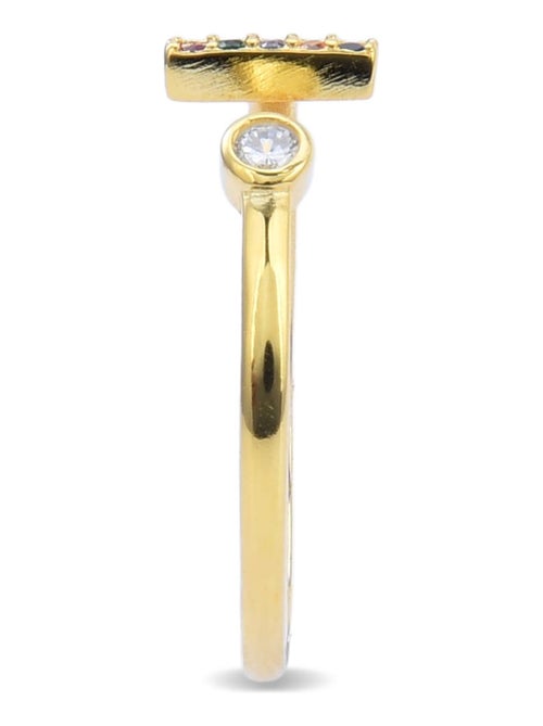 Bague Luxenter I Argent 925 et Zircone multicolore finie en or jaune 18 Carat - Kiabi